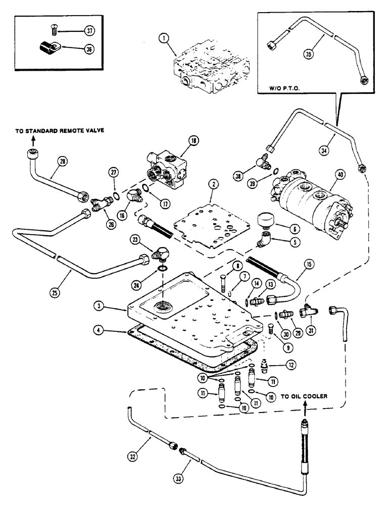 Схема запчастей Case IH 2670 - (286) - TRANSMISSION TOP COVER AND LINES, TRANSMISSION TOP COVER AND LINES, USED BEFORE TRANS. S/N 10025257 (08) - HYDRAULICS