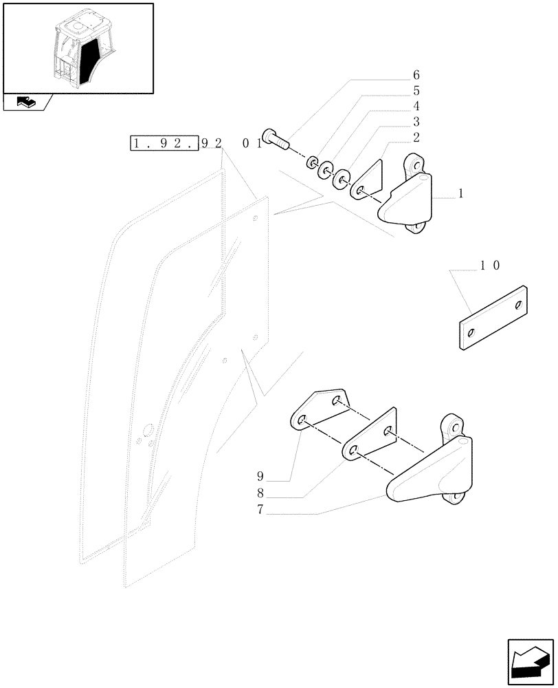 Схема запчастей Case IH FARMALL 95N - (1.92.92[02]) - CAB DOORS (10) - OPERATORS PLATFORM/CAB