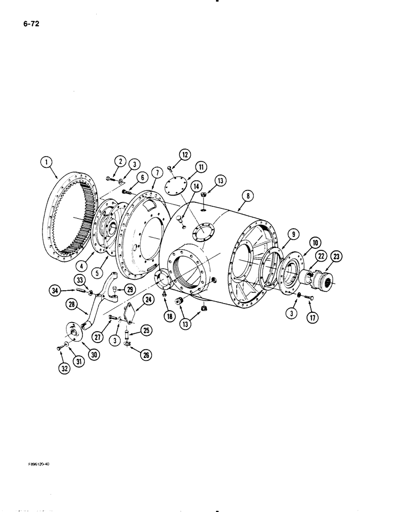 Схема запчастей Case IH 9130 - (6-72) - AXLE ASSEMBLY, DIFFERENTIAL HOUSING, K593 BAR AXLE (06) - POWER TRAIN