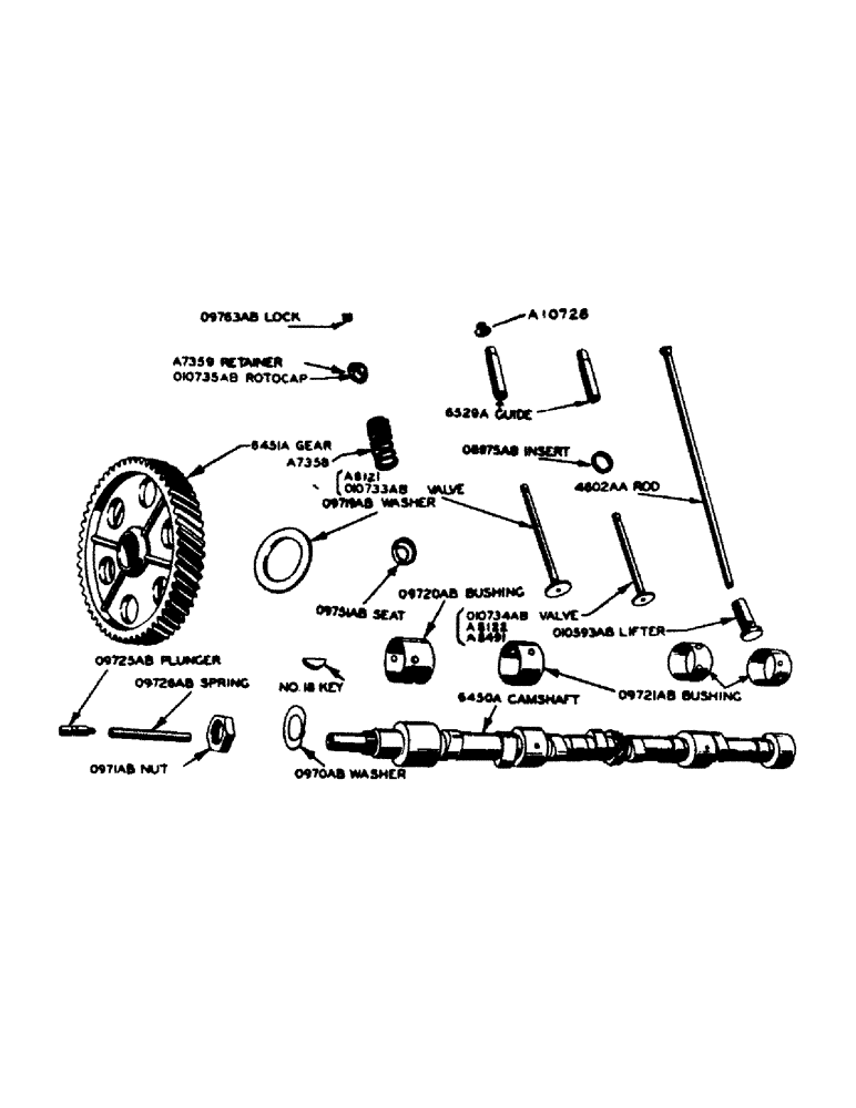 Схема запчастей Case IH 700 - (011) - POWRDYNE GAS ENGINE, VALVES, PUSH RODS AND CAMSHAFT (02) - ENGINE