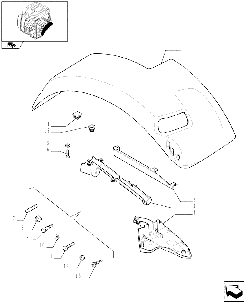 Схема запчастей Case IH PUMA 155 - (1.92.5/02[01]) - WIDE REAR FENDERS WITH EXTENSIONS - FENDERS AND SUPPORTS (VAR.330519-331519) (10) - OPERATORS PLATFORM/CAB