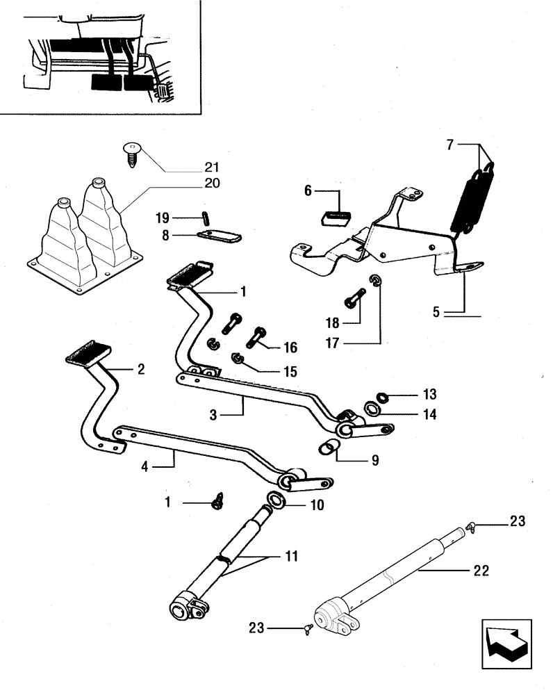 Схема запчастей Case IH JX85 - (1.67.0) - BRAKE PEDALS - LEVERS, PEDALS AND SHAFT (05) - REAR AXLE