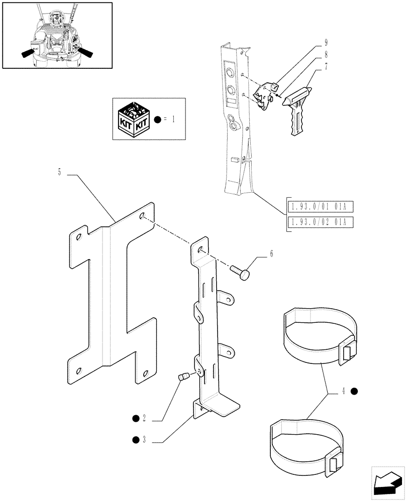 Схема запчастей Case IH MAXXUM 100 - (1.90.7) - FIRE EXTINGUISHER PREDISPOSITION AND EMERGENCY EXIT HAMMER - D6514 (10) - OPERATORS PLATFORM/CAB