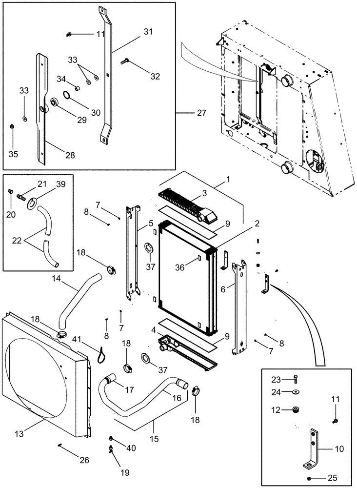 Схема запчастей Case IH 2377 - (02-01) - RADIATOR - FAN SHROUD (01) - ENGINE