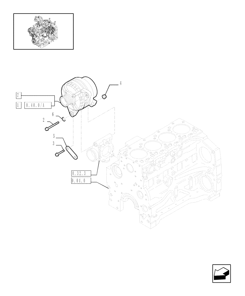 Схема запчастей Case IH MXU130 - (0.40.0) - ALTERNATOR (01) - ENGINE