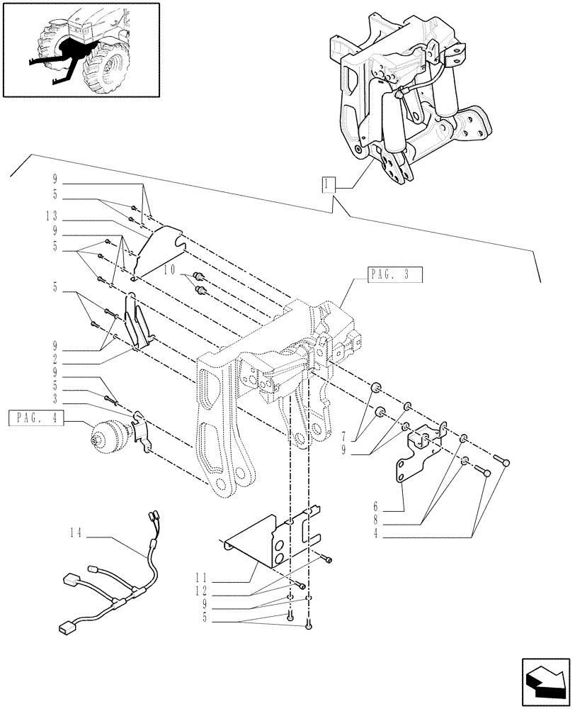 Схема запчастей Case IH PUMA 180 - (1.81.9[05]) - (VAR.087-088) FRONT HPL FOR REAR REMOTES LESS PTO, LESS AUX. COUPLERS - BRACKETS - D5688 - C6726 (07) - HYDRAULIC SYSTEM