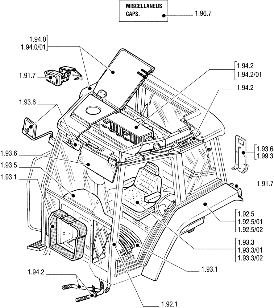 Схема запчастей Case IH JX90U - (SEC. 10[02]) - DRIVERS COMPARTMENT (00) - GENERAL