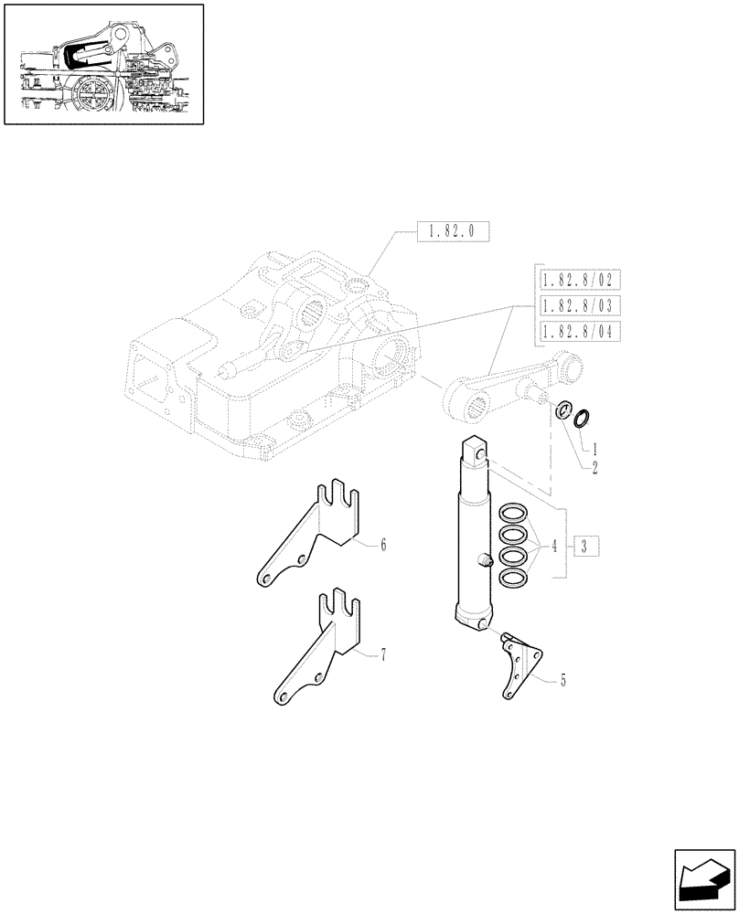 Схема запчастей Case IH MAXXUM 110 - (1.82.6/03[01]) - TWO SUPPLEMENTARY CYLINDERS (50MM.)-LIFTER, PIST. AND CYL. (VAR.330840-331840-332840-333840-330841) (07) - HYDRAULIC SYSTEM