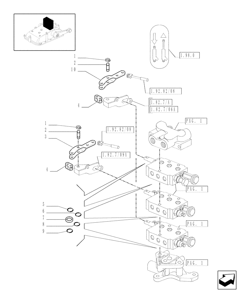 Схема запчастей Case IH JX1095C - (1.82.7/09[02]) - (VAR.195) 3 REAR REMOTE VALVES FOR MDC - RINGS - C5484 (07) - HYDRAULIC SYSTEM