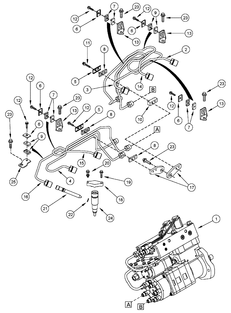 Схема запчастей Case IH FLX3010 - (02-073) - FUEL INJECTION SYSTEM, FLX 3010 & FLX 3510 (01) - ENGINE