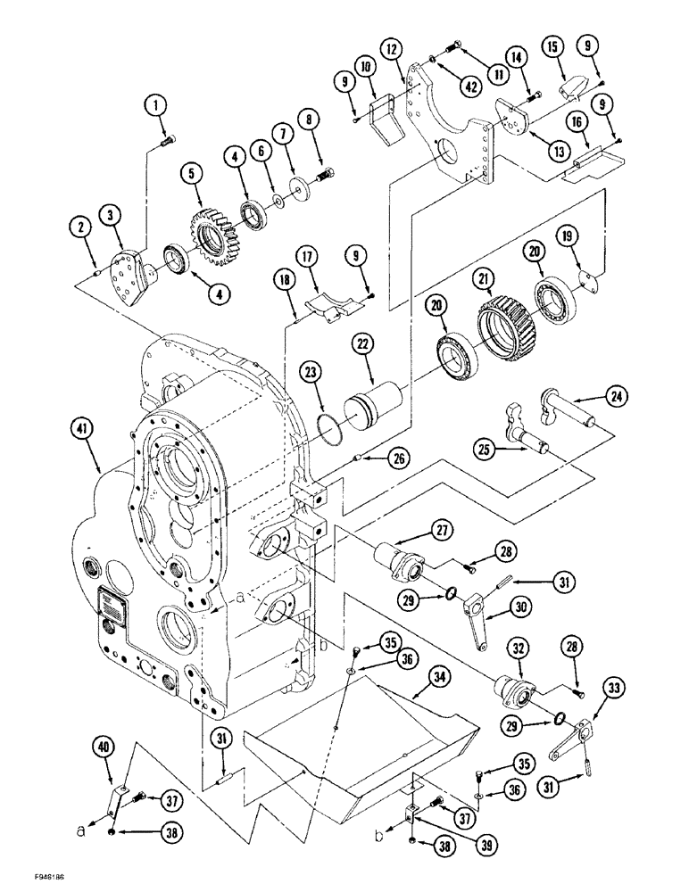 Схема запчастей Case IH 9350 - (6-076) - 24 SPEED SYNCHROSHIFT TRANSMISSION ASSEMBLY, REAR HOUSING, SHIFT LEVERS AND BAFFLES (06) - POWER TRAIN