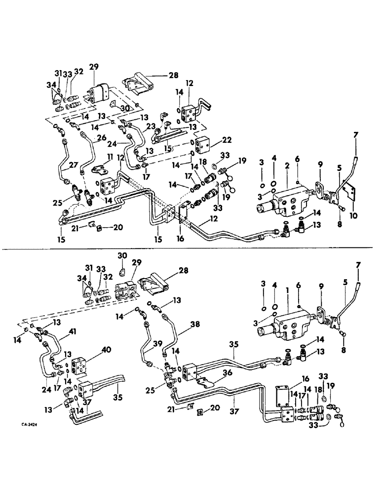 Схема запчастей Case IH 664 - (10-19) - HYDRAULICS, AUXILIARY VALVE AND TUBES (07) - HYDRAULICS