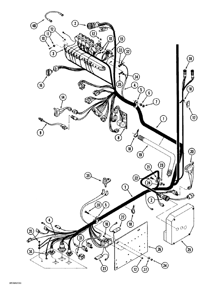 Схема запчастей Case IH 9380 - (4-08) - LOWER ROPS HARNESS, POWER SHIFT TRACTOR (04) - ELECTRICAL SYSTEMS