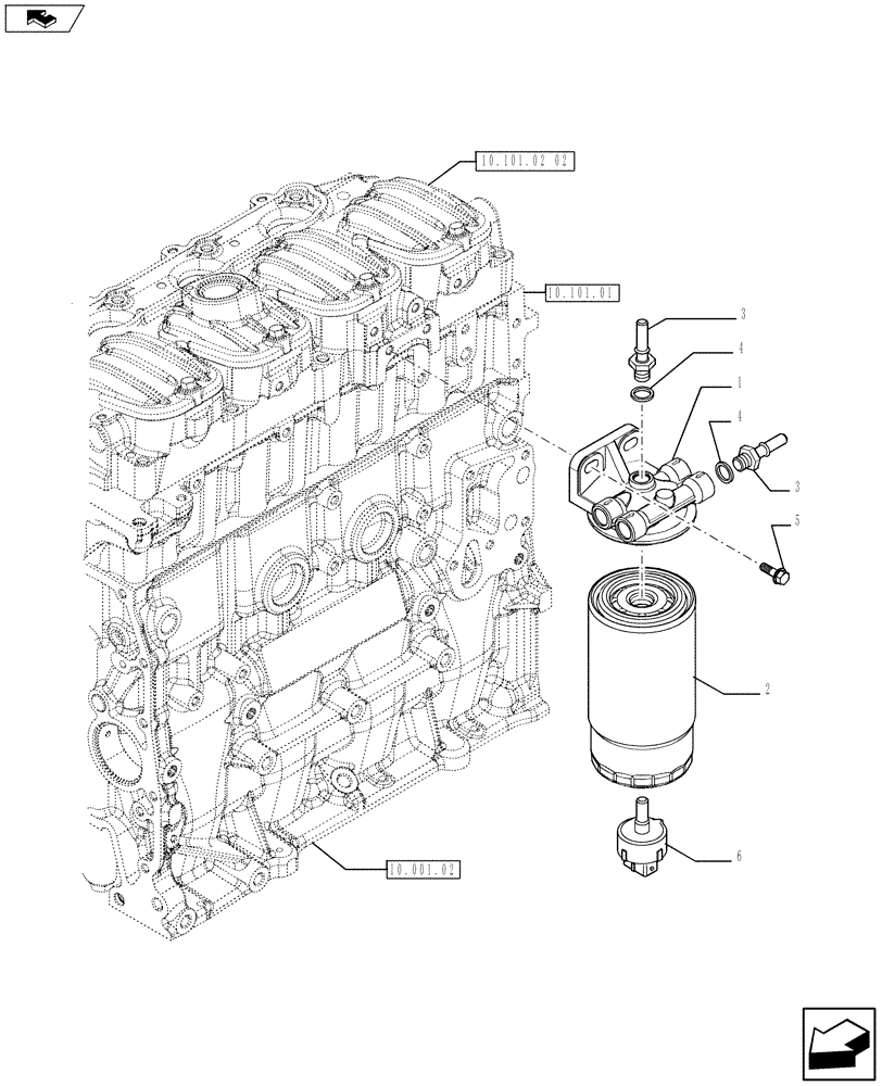 Схема запчастей Case IH F5AE5484B A002 - (10.206.01) - FUEL FILTER (10) - ENGINE