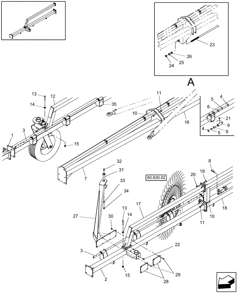 Схема запчастей Case IH WRX301 - (39.100.04[01]) - FRAME, CENTER, 14 & 16 WHEEL RAKES (39) - FRAMES AND BALLASTING