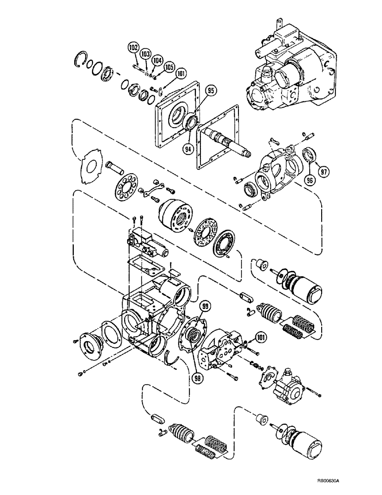 Схема запчастей Case IH 1680 - (6-32) - HYDROSTATIC PUMP, WITH SINGLE AND DUAL SPEED MOTOR, P.I.N. JJC0044502 AND AFTER (CONTD) (03) - POWER TRAIN