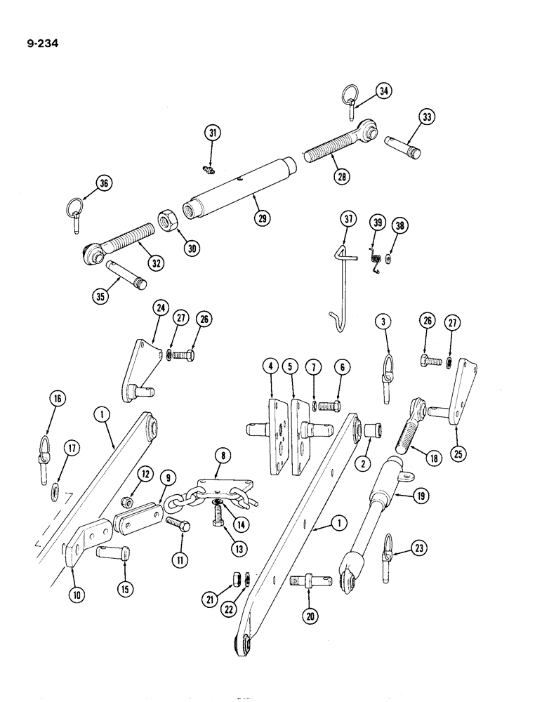 Схема запчастей Case IH 1194 - (9-234) - LINKS AND STABILIZER BARS, DUAL CATEGORY LINKAGE (09) - CHASSIS/ATTACHMENTS