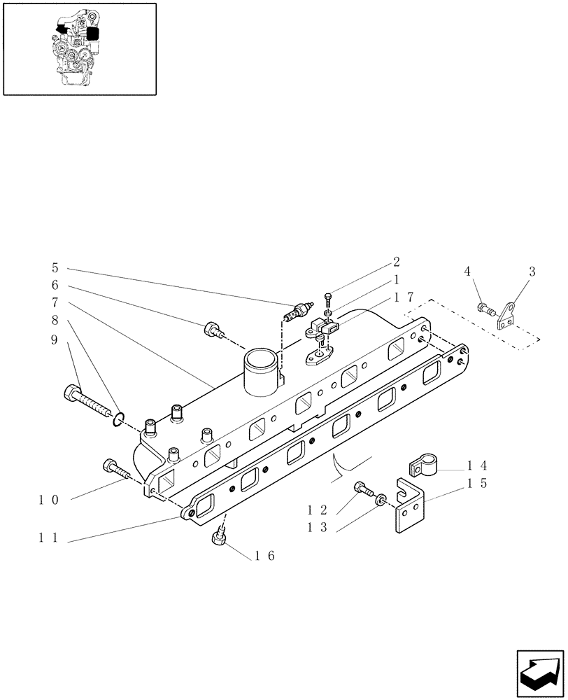 Схема запчастей Case IH WDX2302 - (01.06[01.1]) - INTAKE MANIFOLD (01) - ENGINE