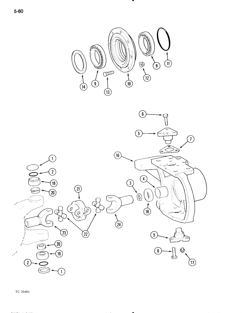 Схема запчастей Case IH 595 - (5-60) - MECHANICAL FRONT DRIVE ZF, STEERING KNUCKLE APL-325 AXLE (05) - STEERING