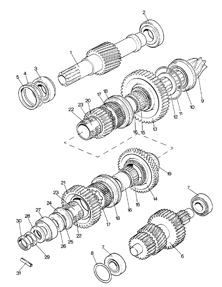 Схема запчастей Case IH 1690 - (D08-1) - SHAFTS AND GEARS - RANGE GEARBOX, POWER SHIFT MODEL (03) - POWER TRAIN