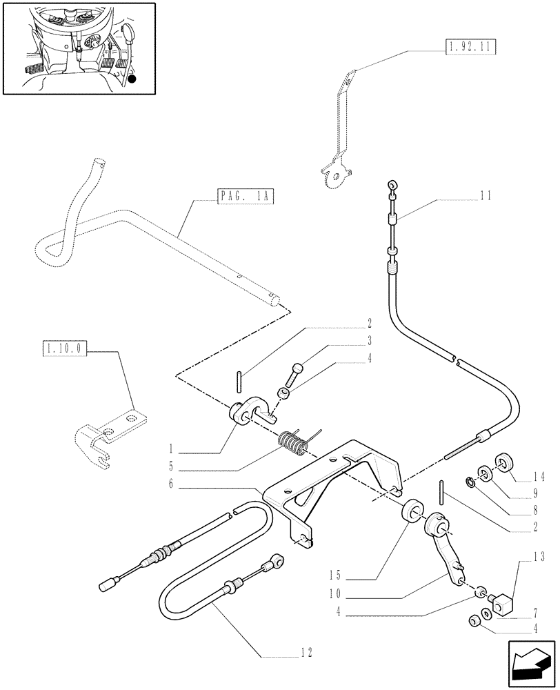 Схема запчастей Case IH JX1060C - (1.92.10[02A]) - THROTTLE CONTROL LINKAGE - D5481 (10) - OPERATORS PLATFORM/CAB