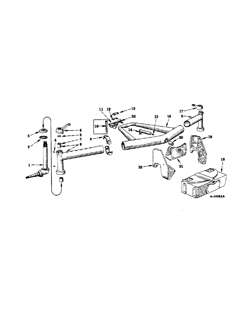 Схема запчастей Case IH 350 - (239) - CHASSIS, STEERING KNUCKLES, FRONT AXLE & SUPPORTS, FOR TRACTORS EQUIPPED W/ADJUSTABLE TREAD AXLE (12) - CHASSIS