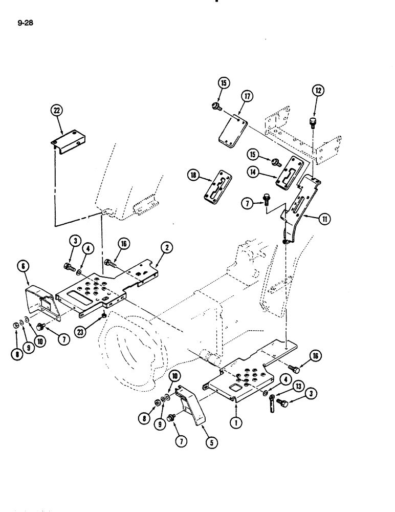 Схема запчастей Case IH 235 - (9-28) - STEPS AND SUPPORTS, HYDROSTATIC TRANSMISSION (09) - CHASSIS/ATTACHMENTS