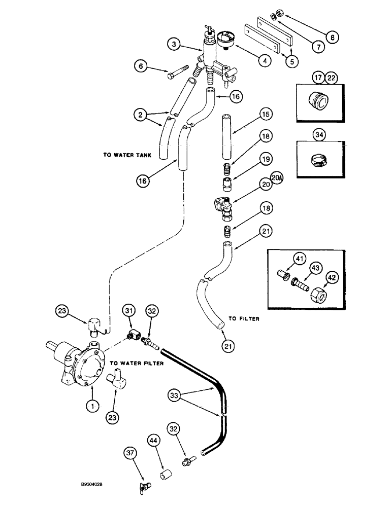 Схема запчастей Case IH 2055 - (9B-13A) - WATER VALVE SYSTEM, WITHOUT WATER LINES SERVICE CENTER (14) - WATER SYSTEM