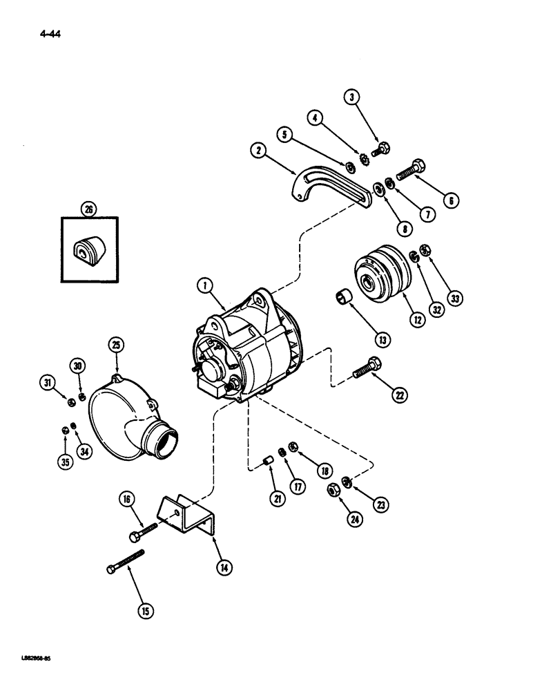 Схема запчастей Case IH 1844 - (4-44) - ATERNATOR MOUNTING, 110 AMPERE ALTERNATOR (06) - ELECTRICAL SYSTEMS