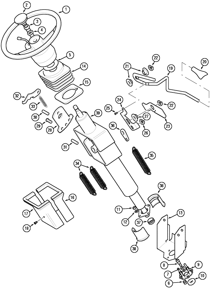 Схема запчастей Case IH MX110 - (05-02) - STEERING WHEEL AND COLUMN (05) - STEERING