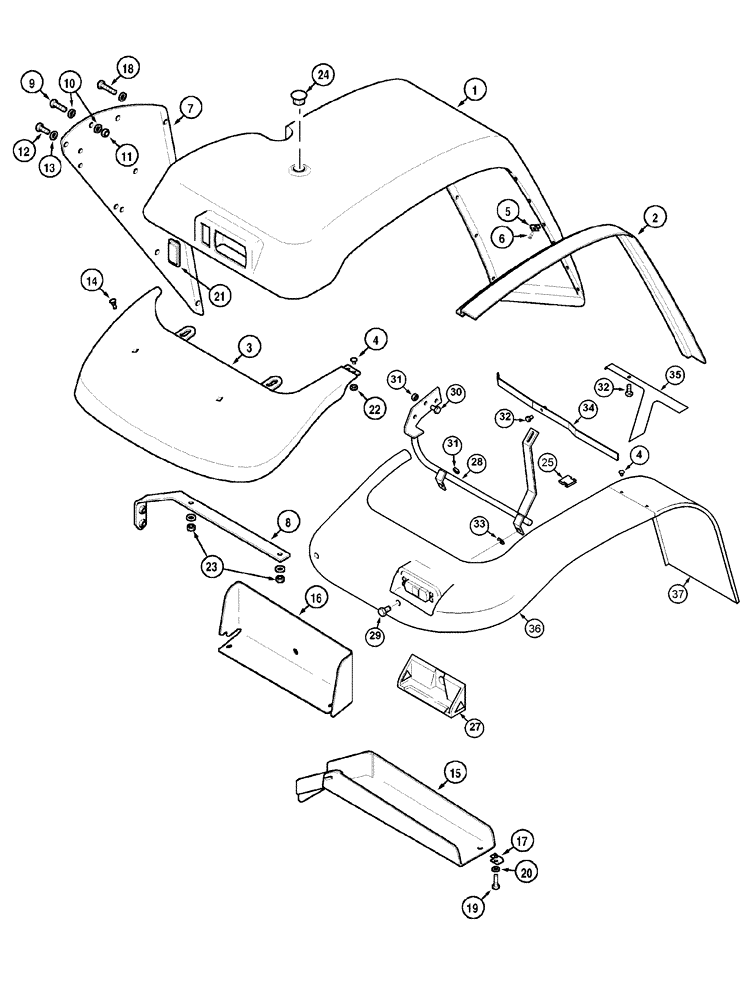 Схема запчастей Case IH MX110 - (09-07) - REAR FENDERS CAB (09) - CHASSIS/ATTACHMENTS