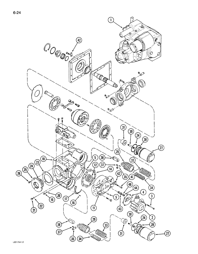 Схема запчастей Case IH 1844 - (6-24) - HYDROSTATIC PUMP, 1844 COTTON PICKER (03) - POWER TRAIN