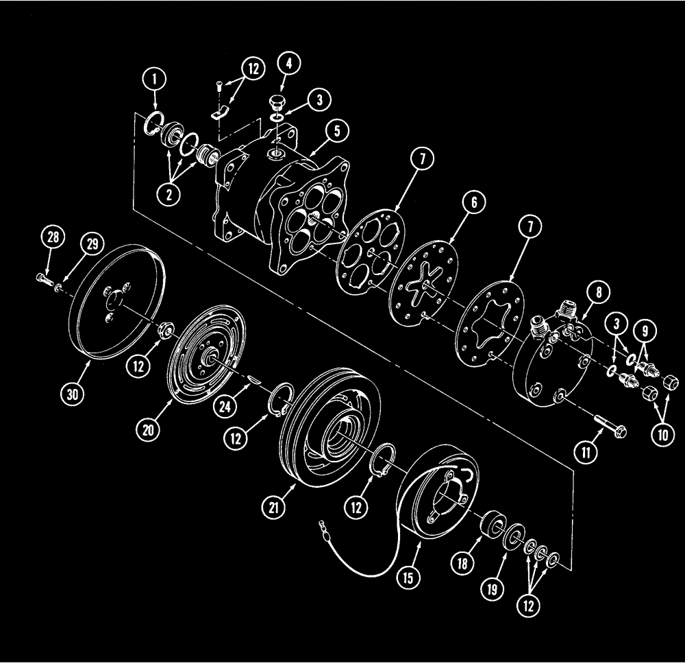 Схема запчастей Case IH 9210 - (9-116) - COMPRESSOR ASSEMBLY, AIR CONDITIONER, PRIOR TO P.I.N. JEE0031850 (09) - CHASSIS/ATTACHMENTS