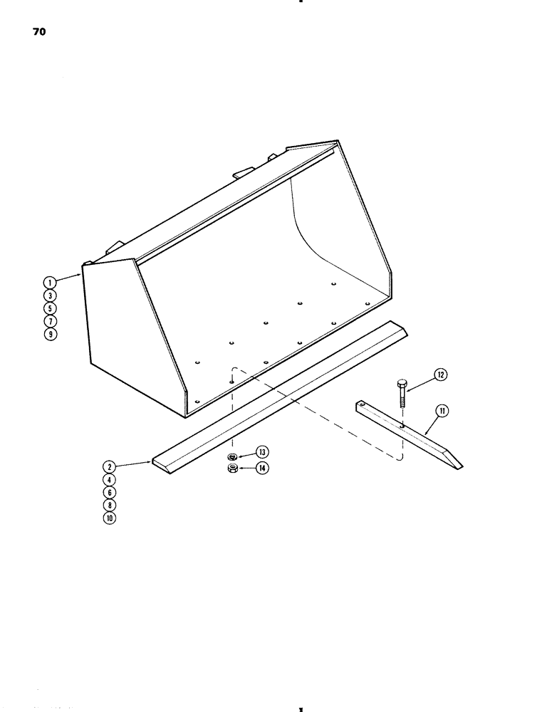 Схема запчастей Case IH 70 - (70) - MATERIAL BUCKETS WITH TINES (82) - FRONT LOADER & BUCKET