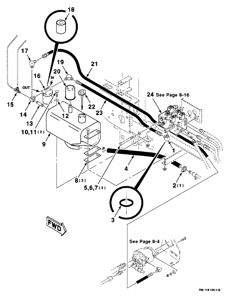 Схема запчастей Case IH 8465 - (8-14) - HYDRAULIC ASSEMBLY, RESERVOIR TO VALVE (07) - HYDRAULICS