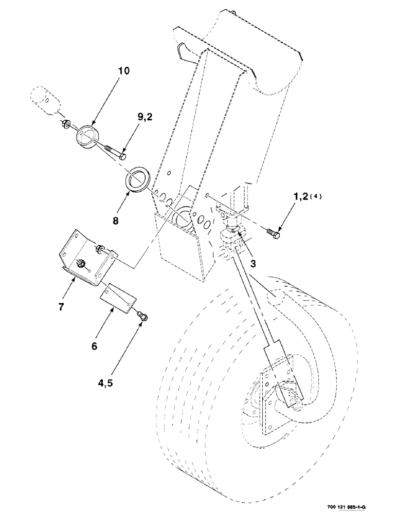 Схема запчастей Case IH 8210 - (7-30) - WHEEL MOUNTING ASSEMBLY, RIGHT (58) - ATTACHMENTS/HEADERS