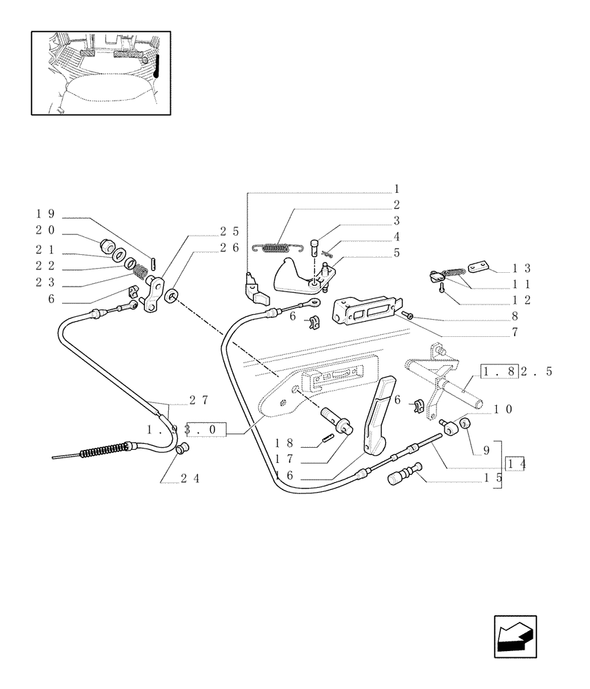 Схема запчастей Case IH JX80U - (1.95.4) - CAB - ACCELERATOR CONTROL - LIFT CONTROL (10) - OPERATORS PLATFORM/CAB