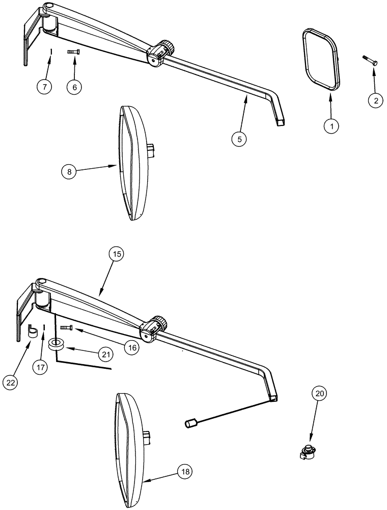 Схема запчастей Case IH MX215 - (09-20) - MIRRORS - BSN Z7RZ01152 (09) - CHASSIS/ATTACHMENTS