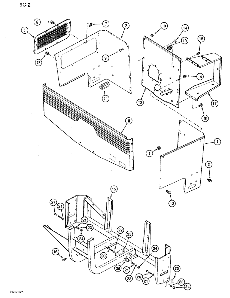 Схема запчастей Case IH 950 - (9C-02) - SEED MODULE HOUSING (09) - CHASSIS/ATTACHMENTS