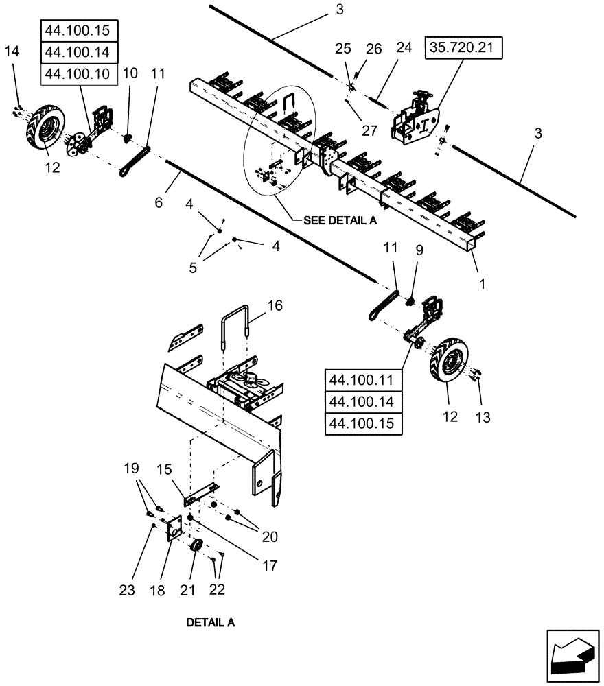 Схема запчастей Case IH 1220 - (35.720.01) - DRIVE SYSTEM - 8R RIGID MOUNTED AND RIGID TRAILING, 6R, 3 SHAFT TRANSMISSION (35) - HYDRAULIC SYSTEMS