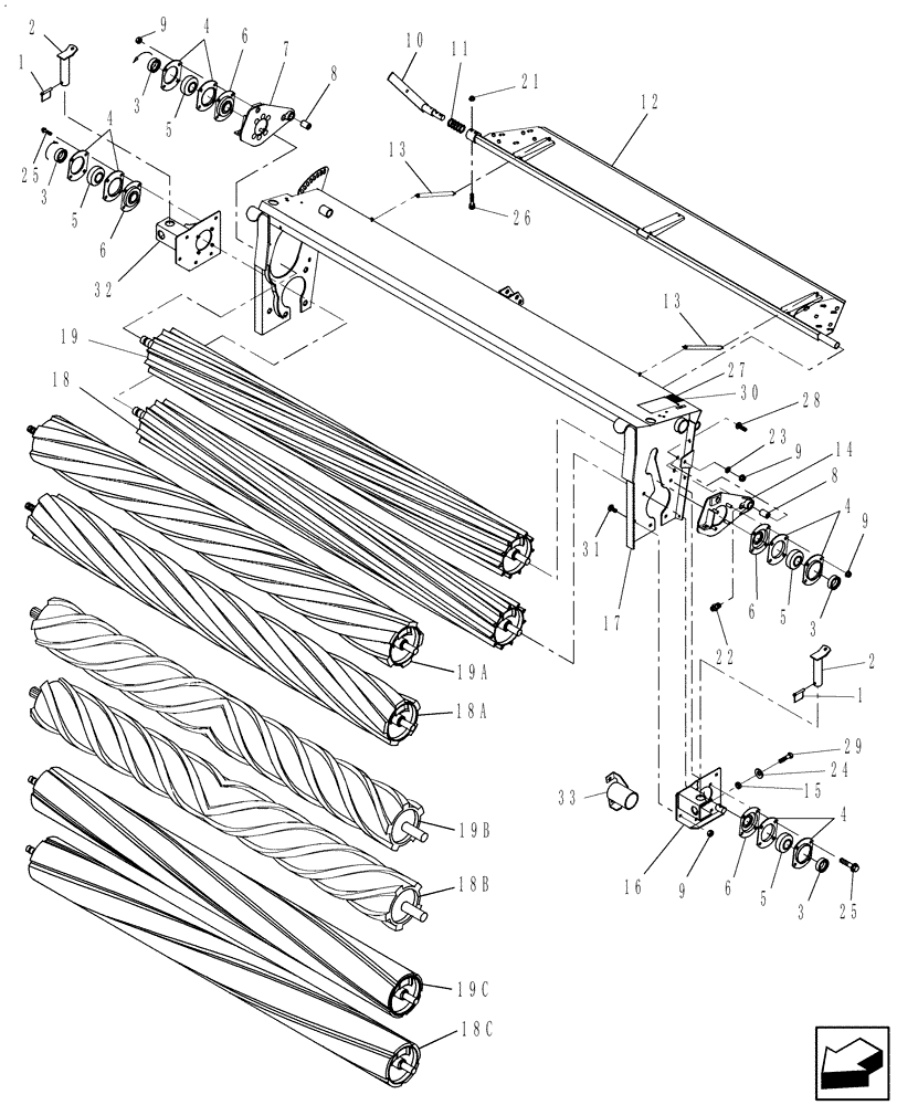 Схема запчастей Case IH RD162 - (60.620.02[01]) - CONDITIONING ROLLS (60) - PRODUCT FEEDING