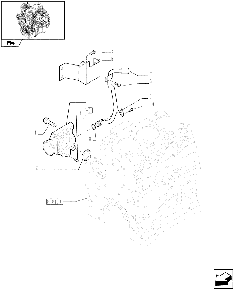 Схема запчастей Case IH MAXXUM 140 - (0.32.3) - ENGINE COOLING SYSTEM PIPING (STD + VAR.330003-332115) (01) - ENGINE