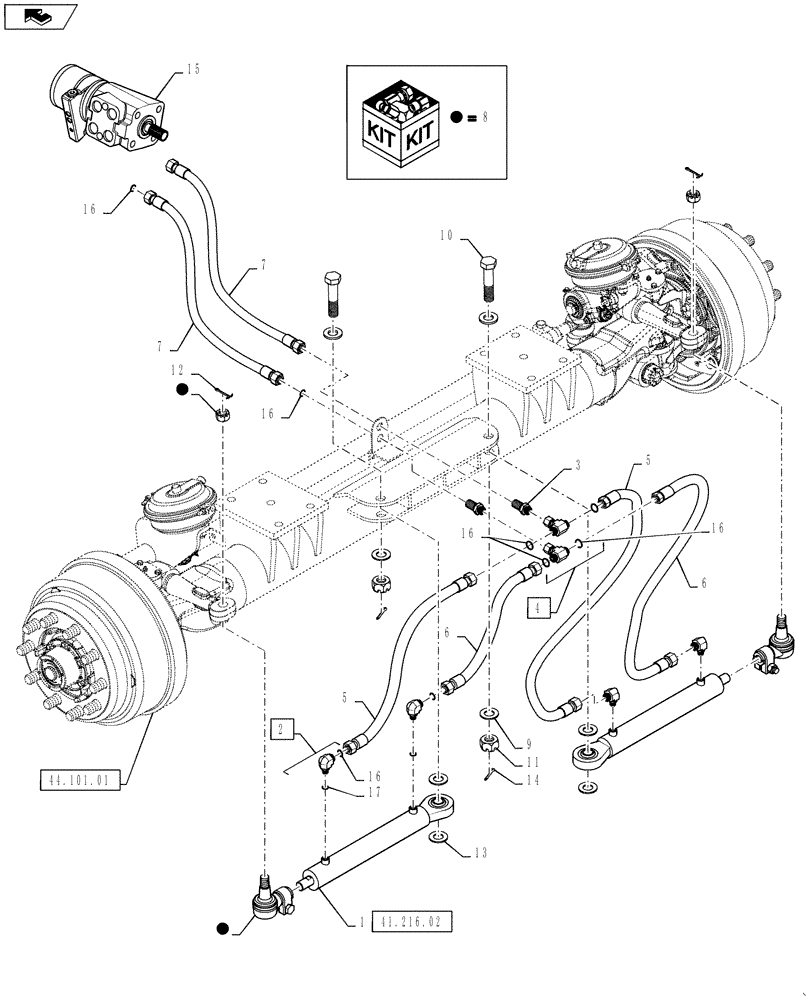 Схема запчастей Case IH TITAN 4030 - (41.216.01) - STEERING LINES (41) - STEERING