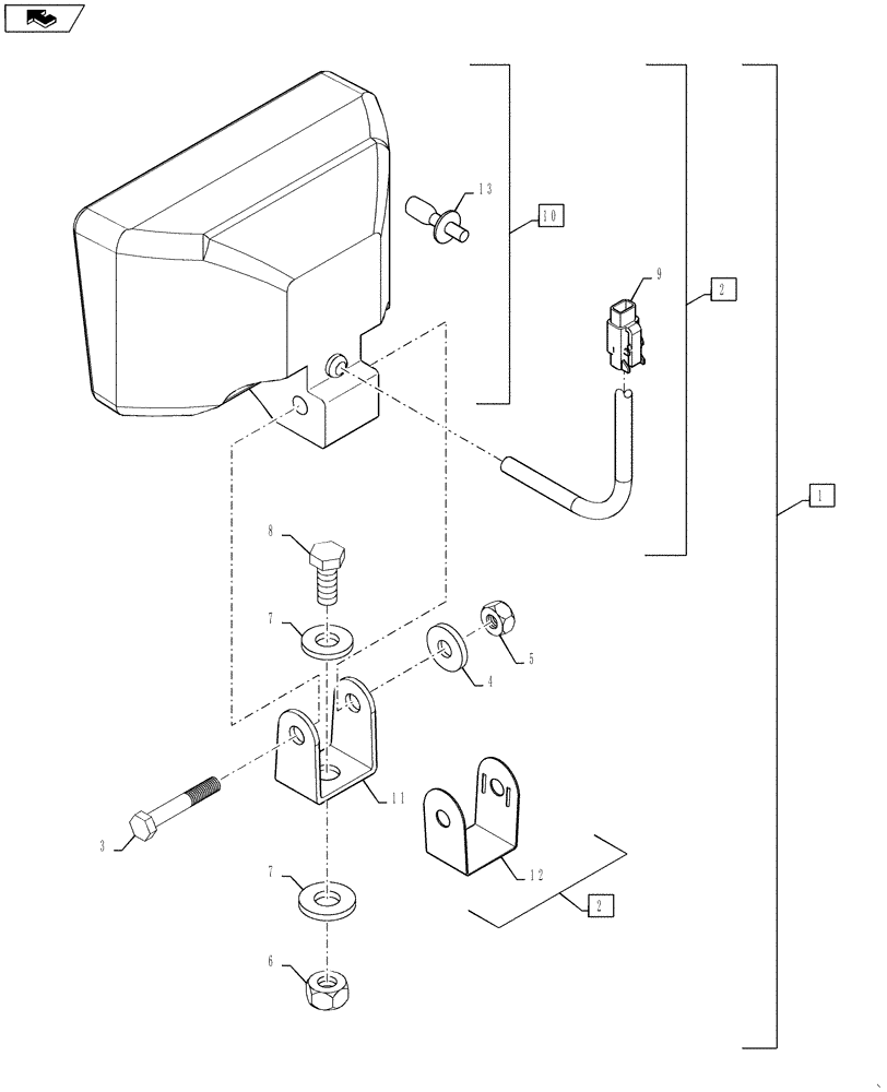 Схема запчастей Case IH TITAN 3030 - (55.404.07) - AUXILIARY FLOOD LIGHTING ASSEMBLY (55) - ELECTRICAL SYSTEMS