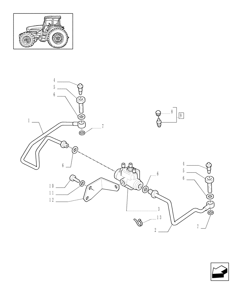 Схема запчастей Case IH MXM120 - (1.82.713/07[01]) - (VAR.396) BRAKING SYSTEM VALVE (07) - HYDRAULIC SYSTEM