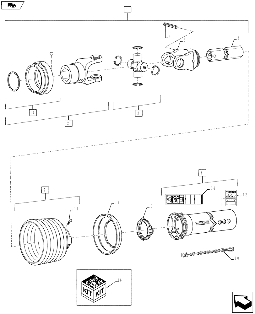 Схема запчастей Case IH 3016 - (88.058.05[03]) - POWER TAKE OFF, 3016 12 ADAPTER KIT (88) - ACCESSORIES