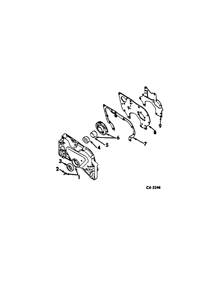 Схема запчастей Case IH C-175 - (F-13) - CRANKCASE FRONT COVER AND IDLER GEAR, 3400A AND 3514 TRACTORS 