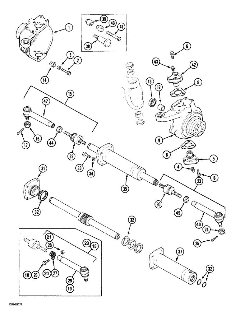 Схема запчастей Case IH 5150 - (5-42) - STEERING CYLINDER AND SWIVEL HOUSINGS, MFD (05) - STEERING