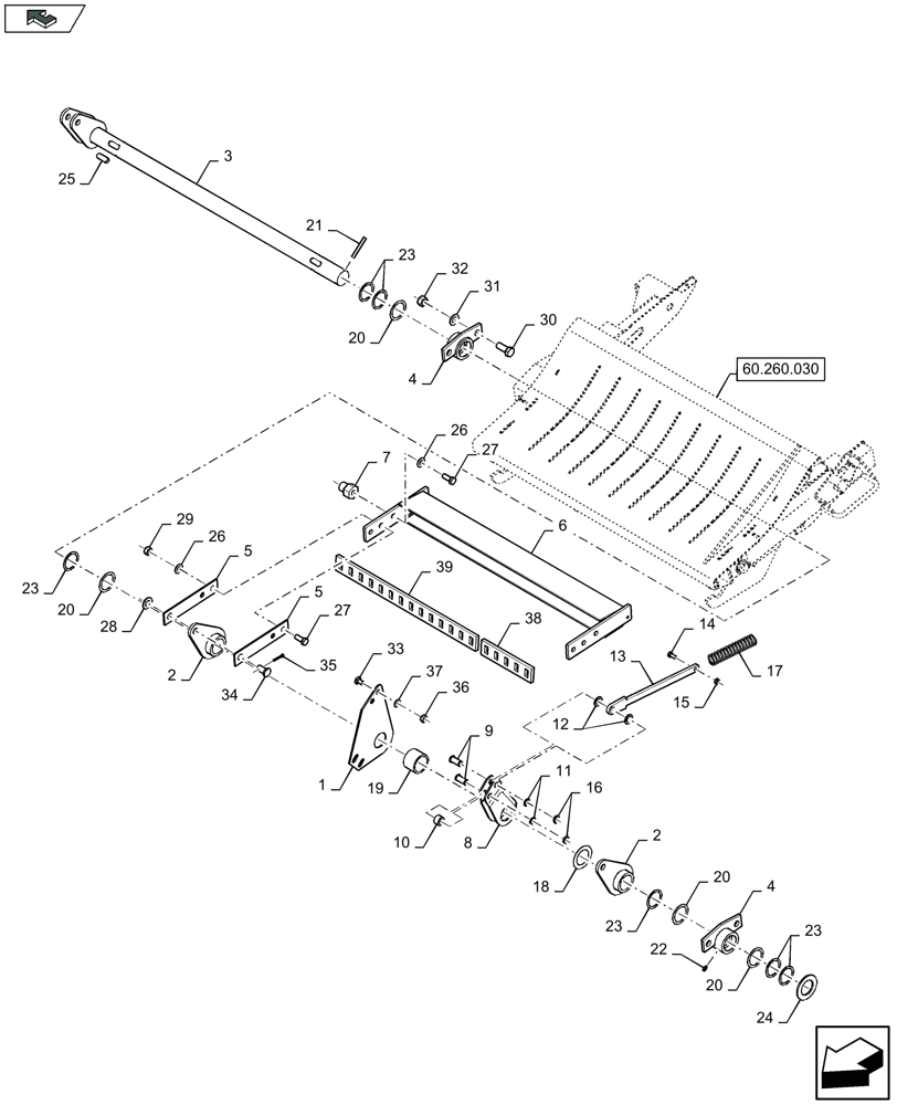 Схема запчастей Case IH LB324R - (60.260.040) - KNIFE DAWER MEDIUM CUT, RODS (60) - PRODUCT FEEDING