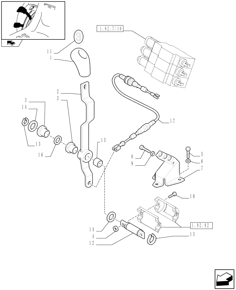 Схема запчастей Case IH FARMALL 95C - (1.92.82/08) - 3 REAR REMOTE VALVES FOR EDC - LEVERS (VAR.331195) (10) - OPERATORS PLATFORM/CAB